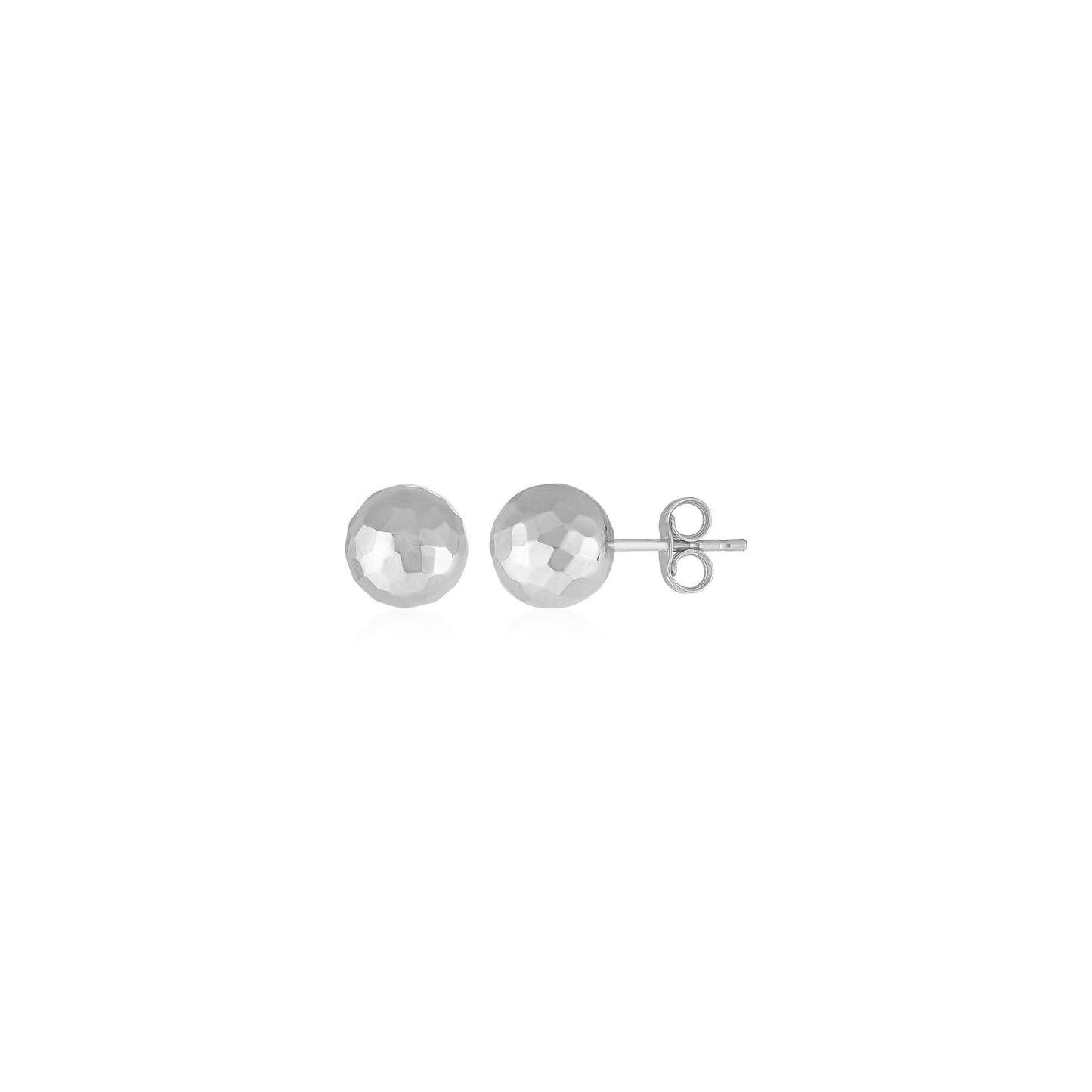 14k White Gold Faceted Ball Earrings