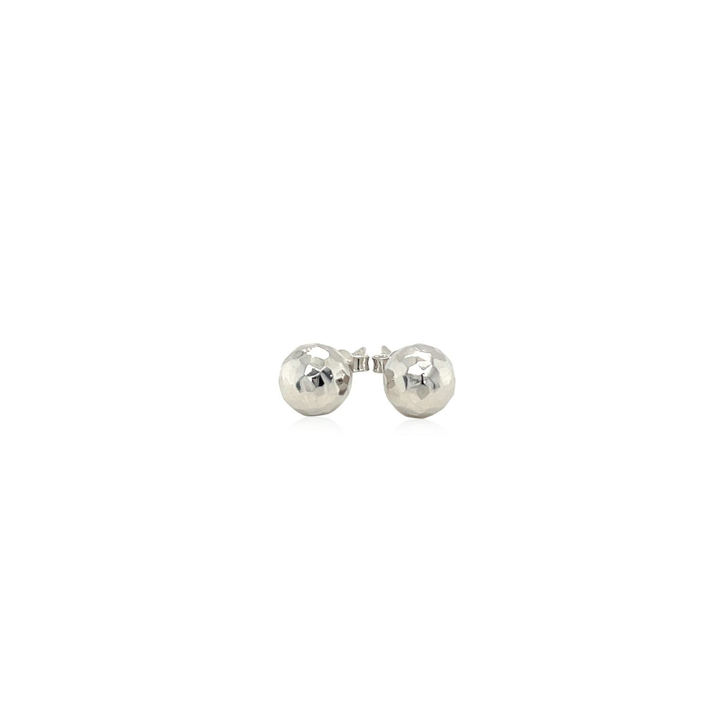 14k White Gold Faceted Ball Earrings
