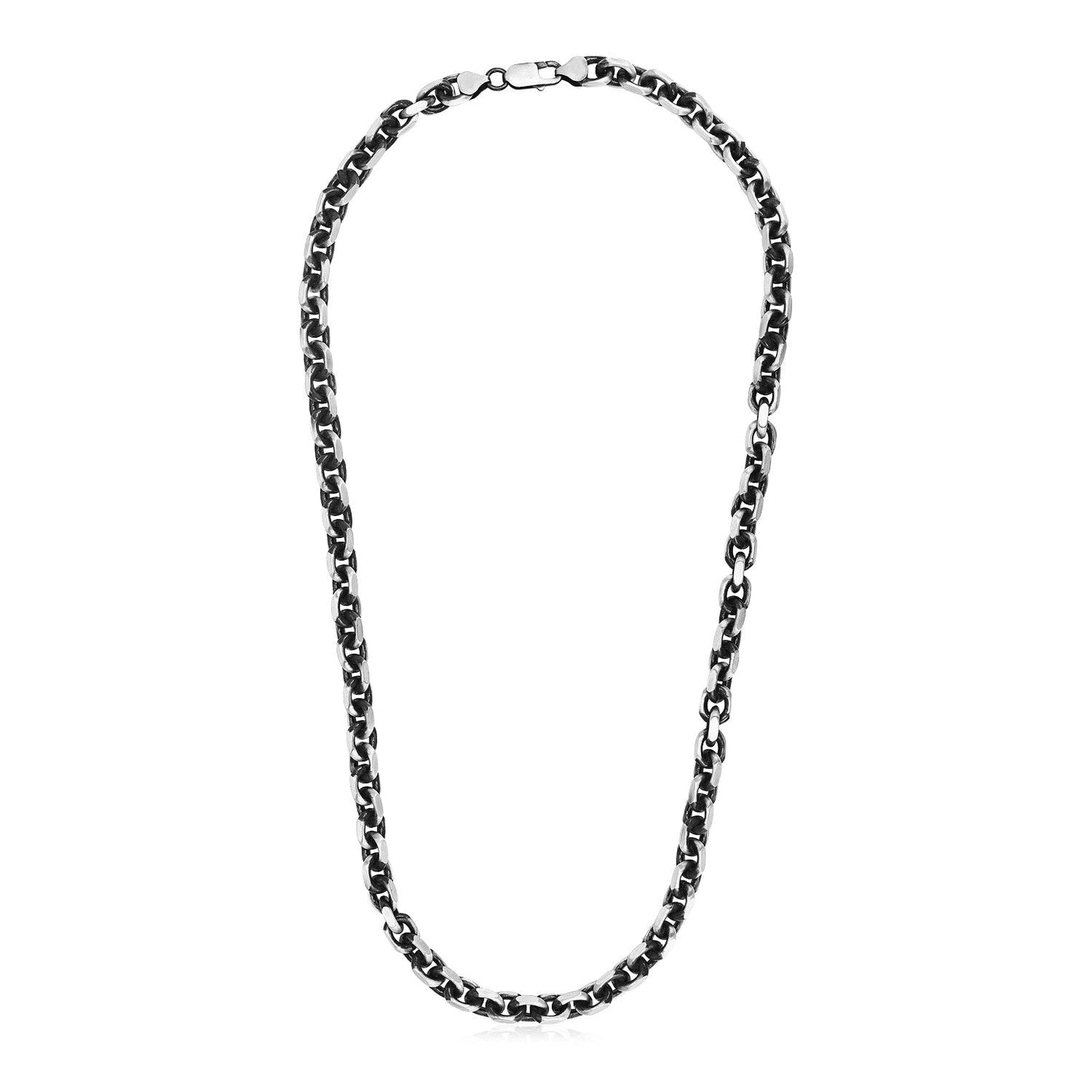Collar de eslabones ovalados con acabado gunmetal de plata esterlina