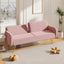 70.47" Pink Fabric Double Sofa with Split Backrest and Two Throw Pillows - Korvel