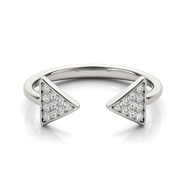 14k White Gold Diamond Arrowhead Open Ring