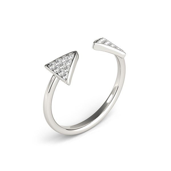 14k White Gold Diamond Arrowhead Open Ring