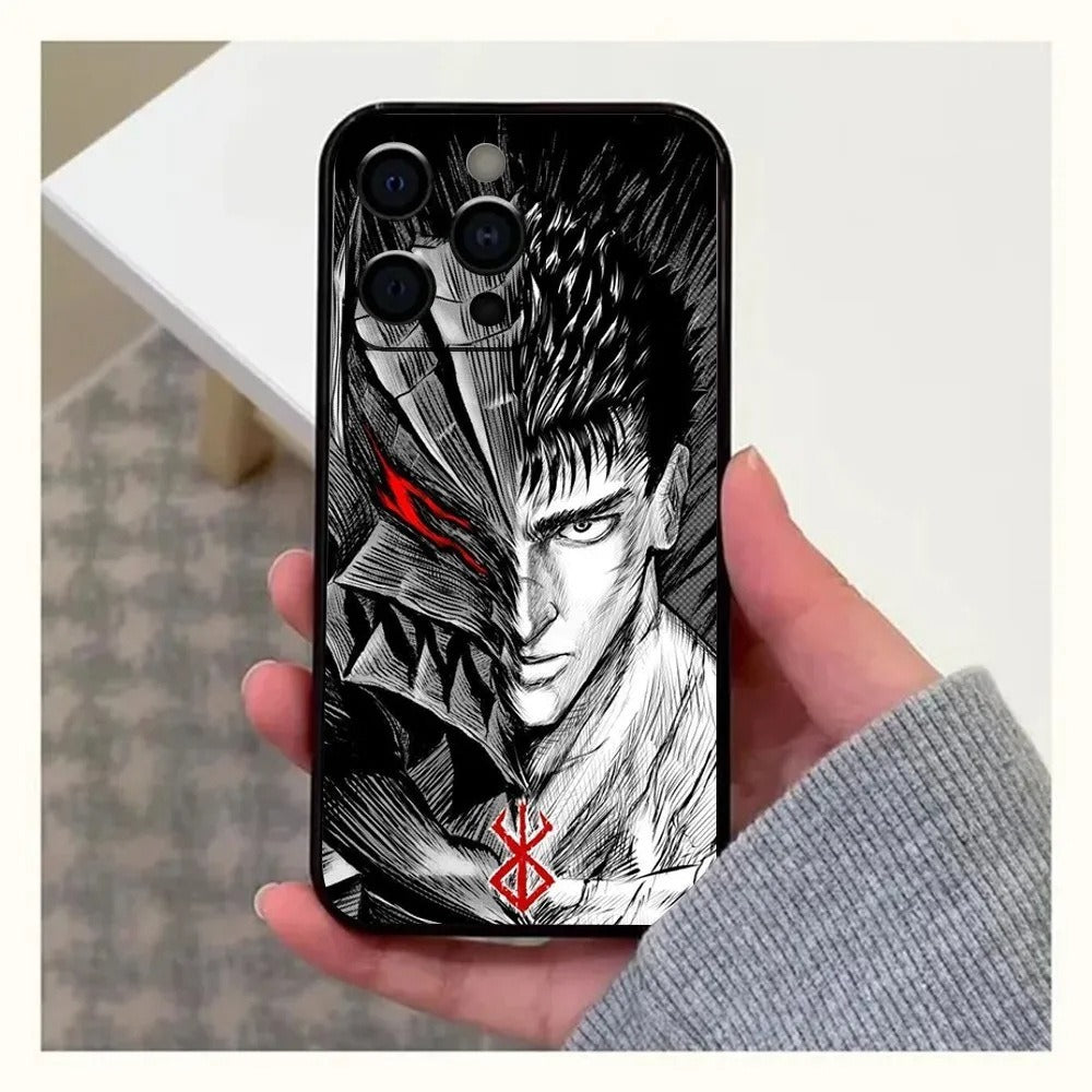 GutsrkiPhone Coque Anime pour iPhone 15 et SE Noir