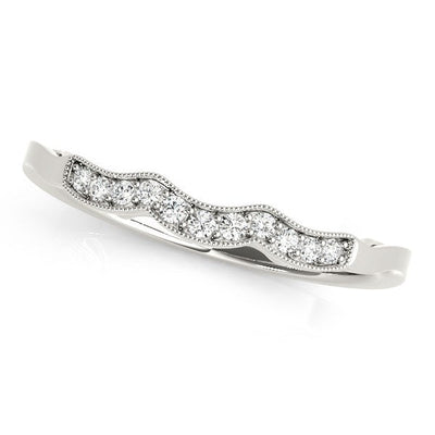Anillo de boda de diamantes milgrain de oro blanco de 14k estilo ola