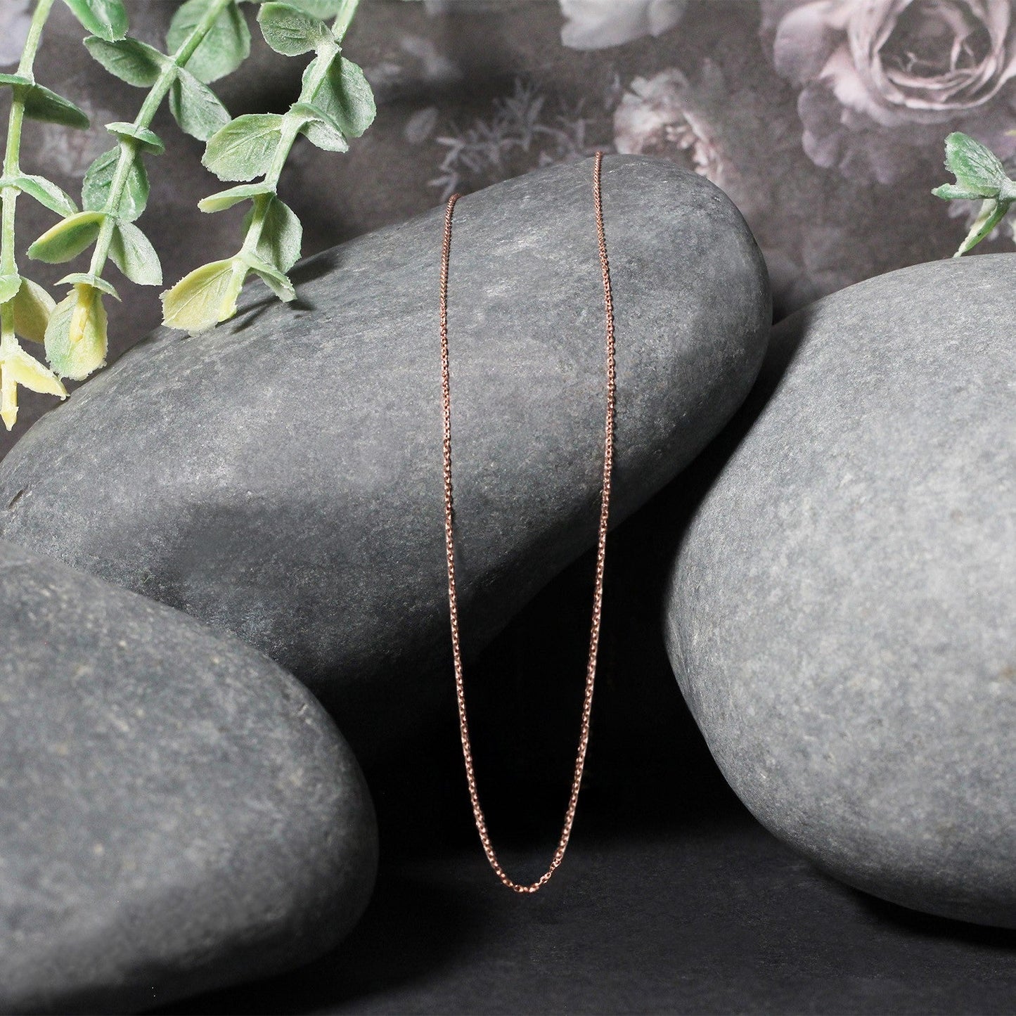 14k Rose Gold Diamond Cut Cable Link Chain - 0.7mm