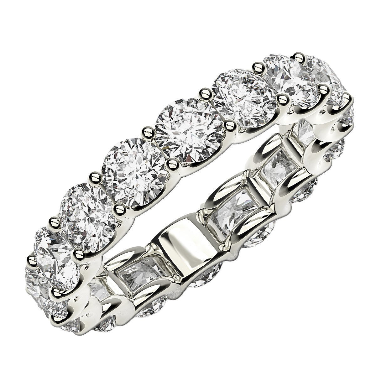 Round Cut Lab Grown Diamond Eternity Ring in 14k White Gold