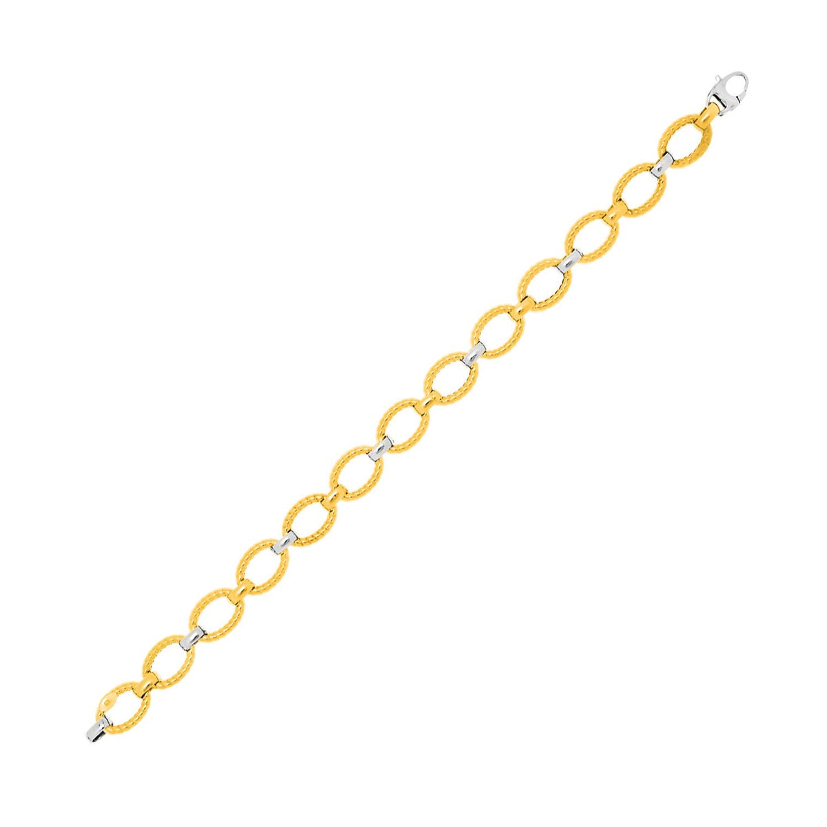 Bracelet en chaîne en or bicolore 14k avec maillons texturés