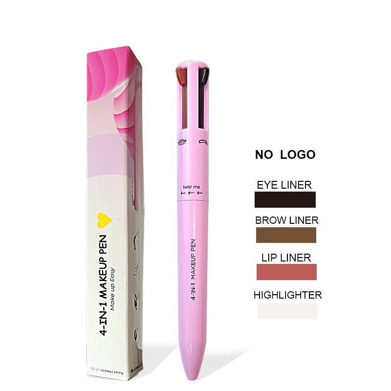4 In 1 Eyebrow Pencil Waterproof Drawing Eye Brow Makeup Pen Long-Wear Eyeliner Eyebrow Highlighter Stick Makeup Cosmetic Tool - Korvel