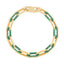 14k Yellow Gold Malachite Paperclip Gem Link Bracelet