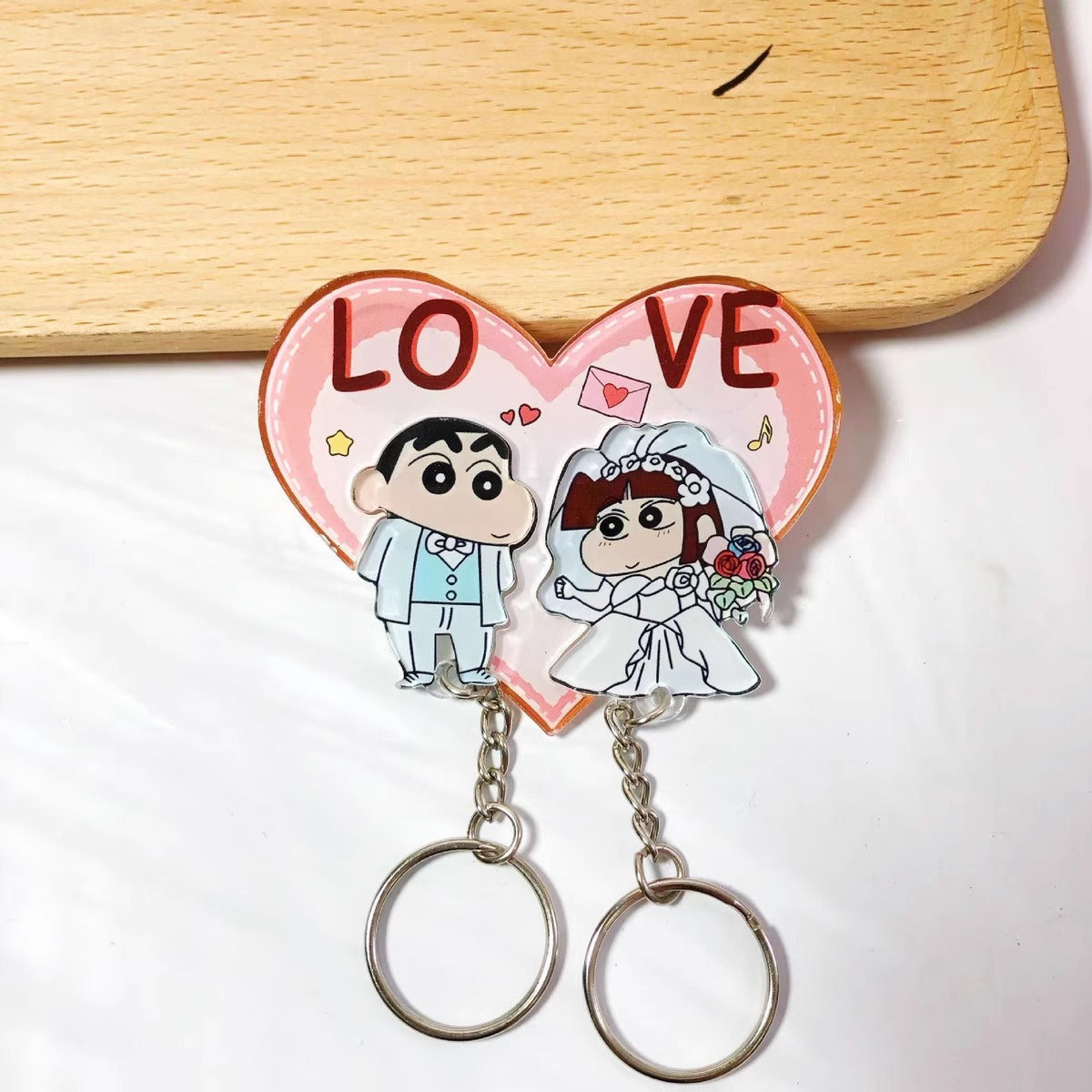 Crayon Shin chan couple keychain refrigerator sticker Simpson family flying house travel notes mobile castle couple pendant - Korvel