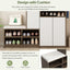 ON-TRANS 2-in-1 shoe storage platform and shoe cabinet, with soft cushioned seats and adjustable shelves, white - Korvel