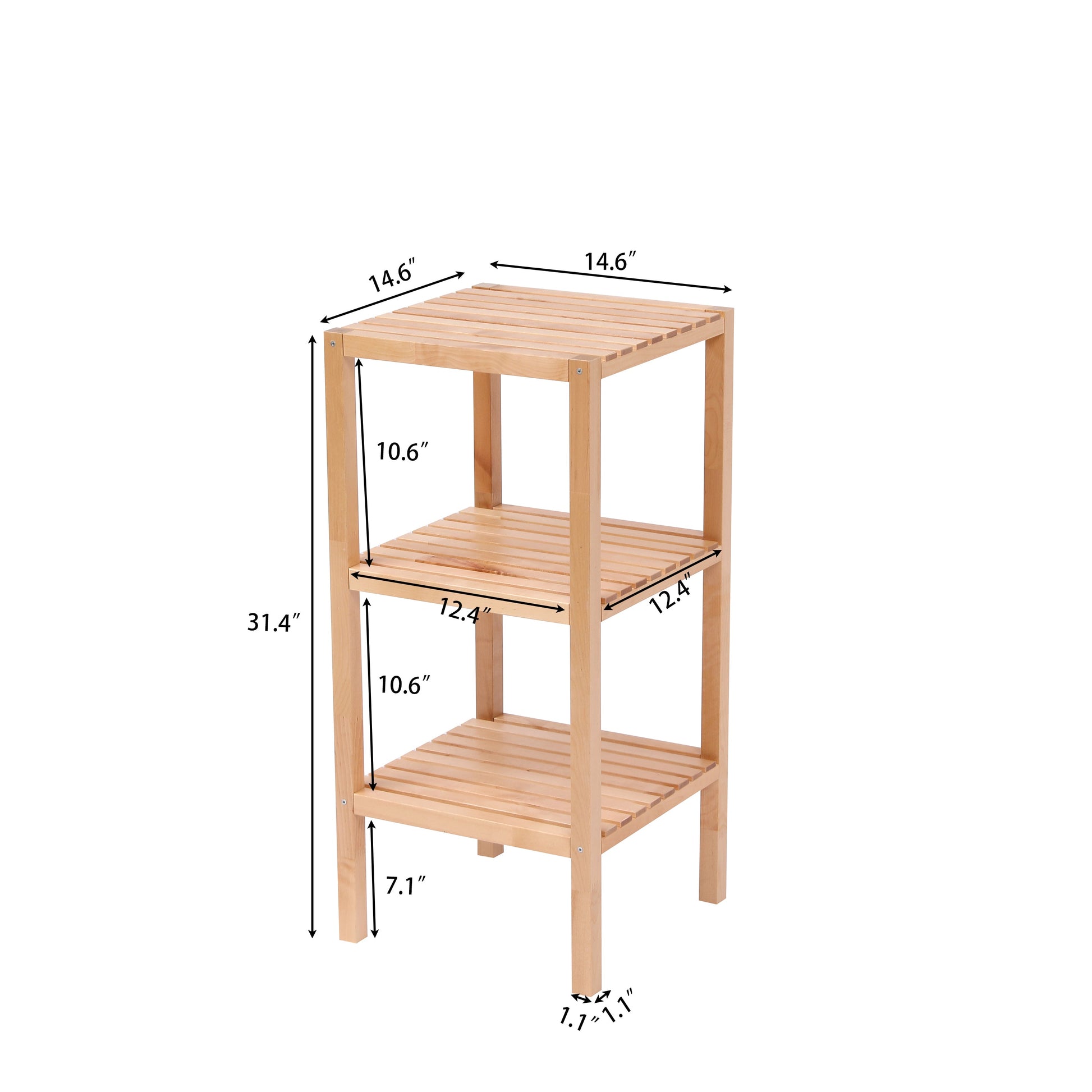 3-Tier Birch Bathroom Shelf, Narrow Shelving Unit, Multifunctional Storage Rack, Corner Rack, for Kitchen, Living Room - Korvel