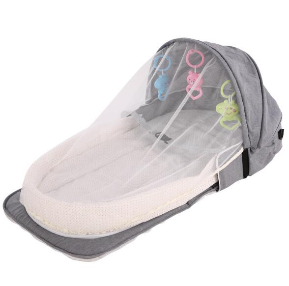 Portable Bed Foldable Baby Bed Travel Sun Protection Mosquito Net Breathable Soft Infant Folding Sleeping Basket With Toys - Korvel
