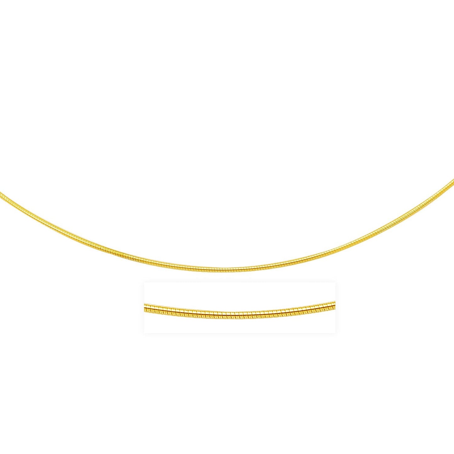 Collier Omega Rond Motif Fin en Or Jaune 14k