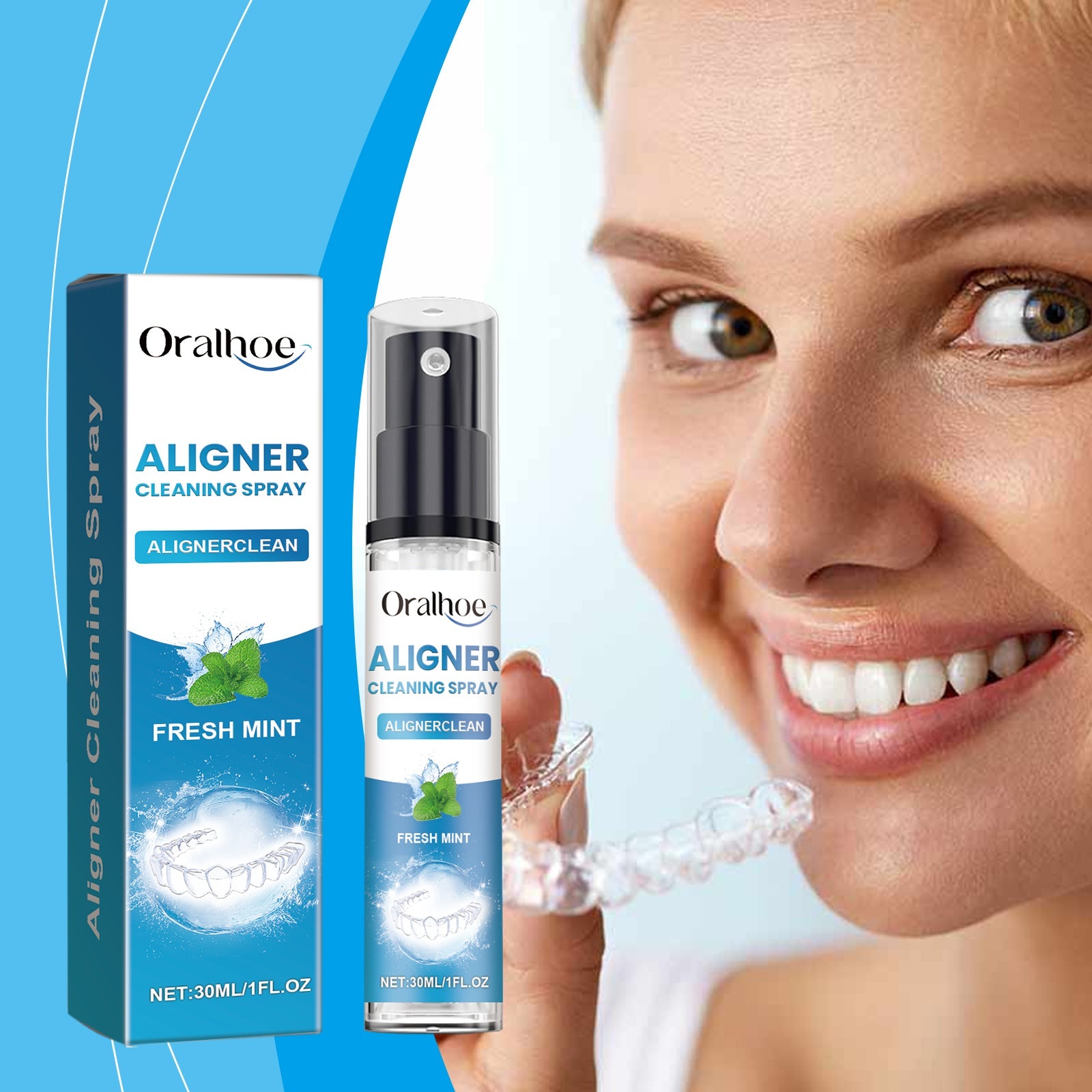 Denture Cleaner Spray, Denture Cleaner Cosmetic Teeth Denture Cleaner Spray Portable - Korvel
