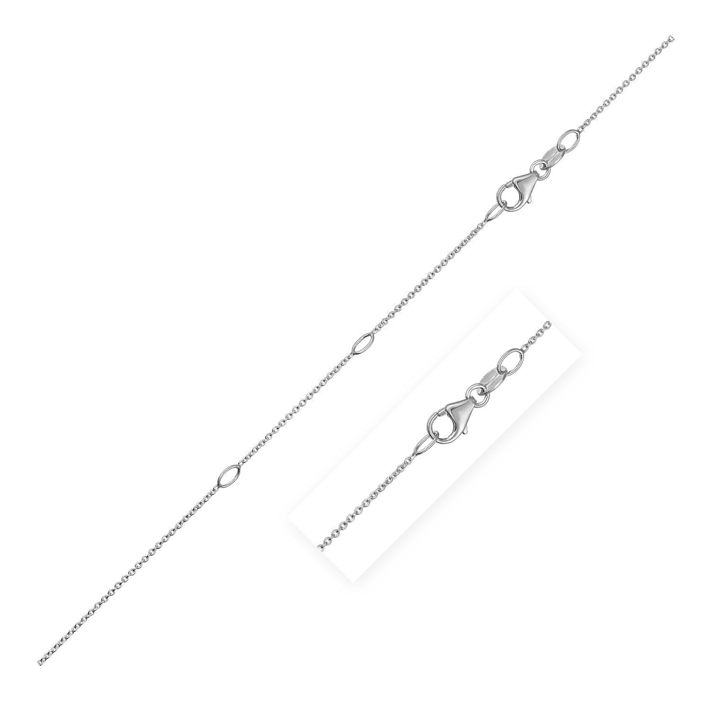 14k White Gold Double Extendable Cable Chain Necklace