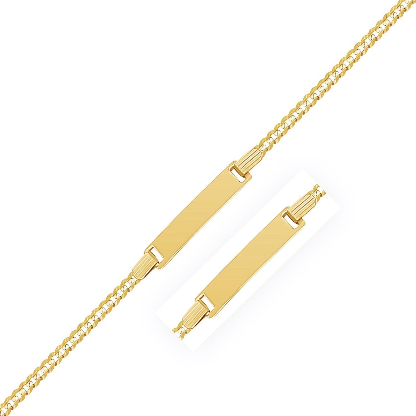 14k Yellow Gold Curb Link Children's ID Bracelet