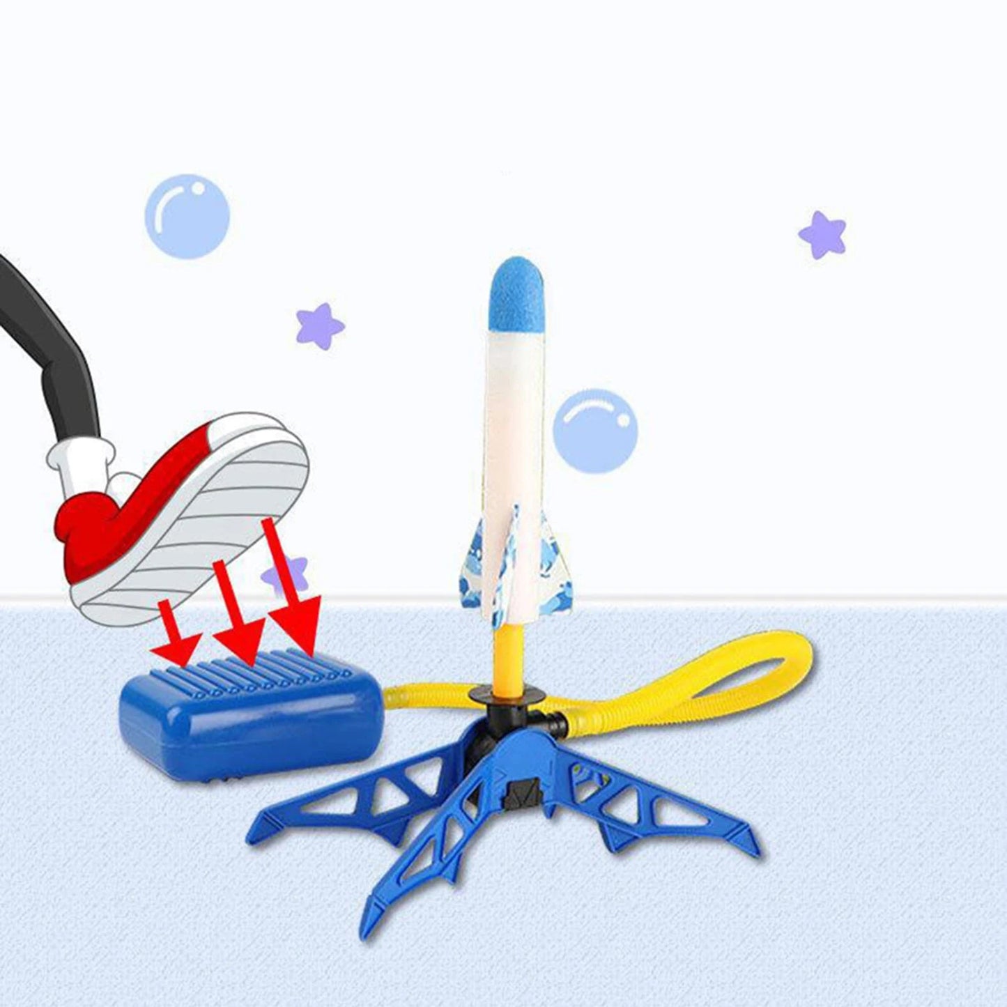 Children's Foot Plastic Rocket Launcher Pressure Air Outdoor Science Educational Toy Multiplayer Game Toy For Gift 3 Rocket - Korvel