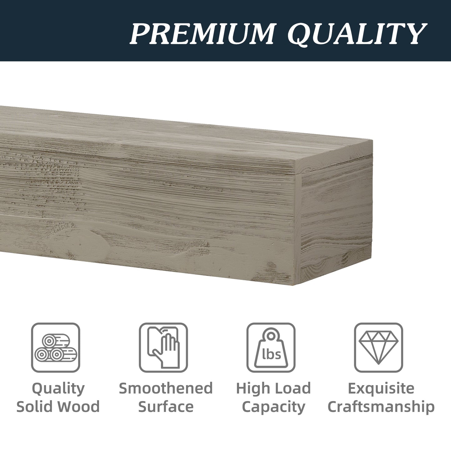 72" Rustic Wood Fireplace Mantel,Wall-Mounted & Floating Shelf for Home Decor - Korvel
