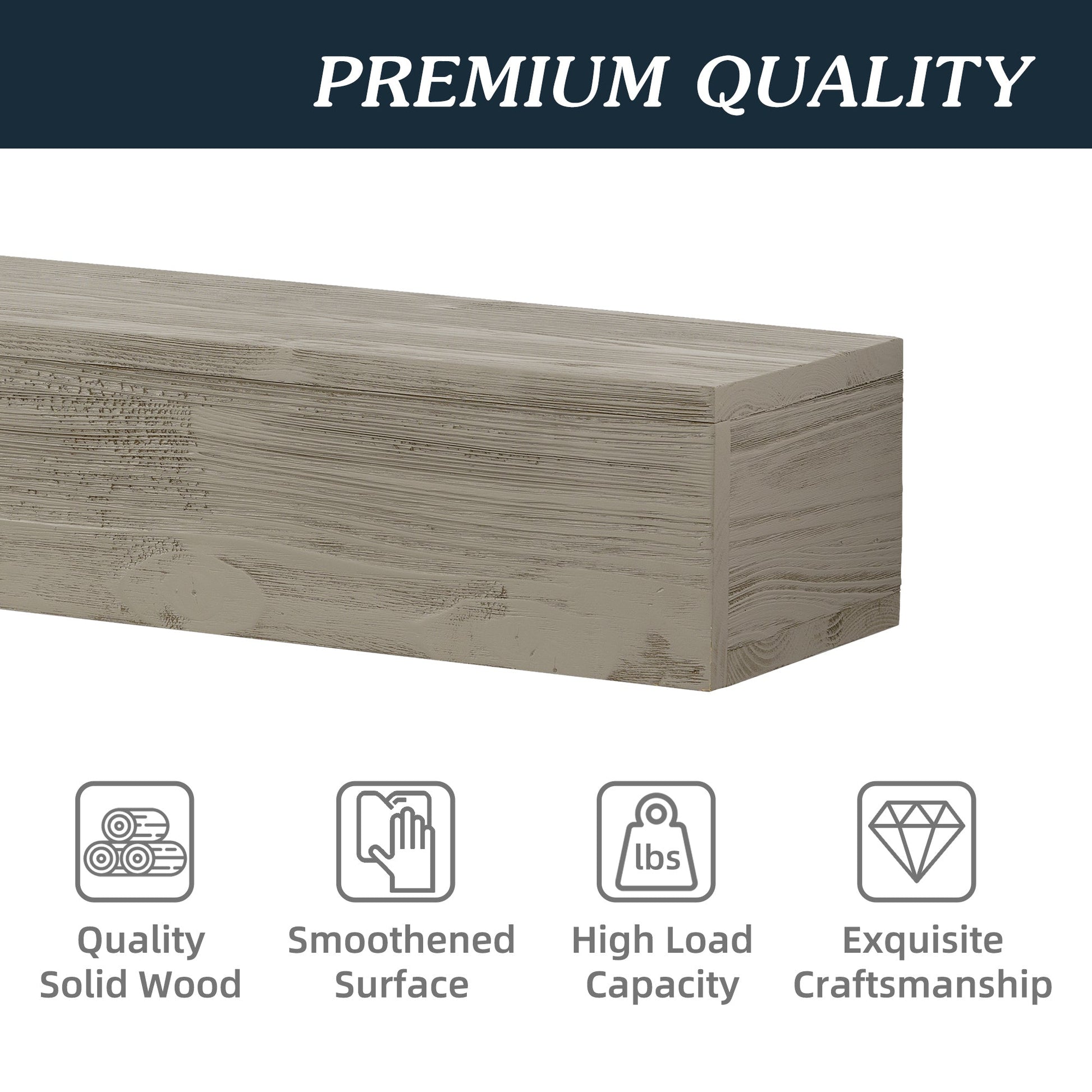 72" Rustic Wood Fireplace Mantel,Wall-Mounted & Floating Shelf for Home Decor - Korvel