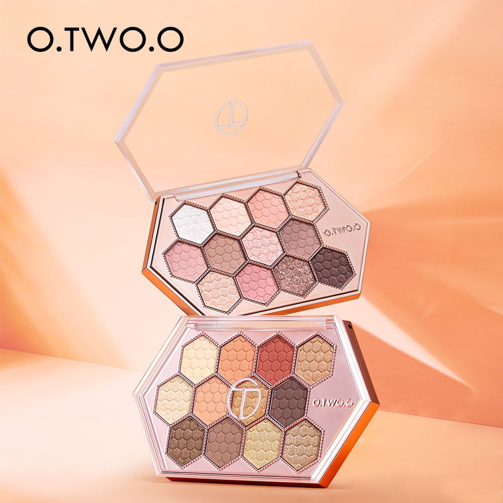 Honeycomb Hexagonal Star Diamond Eyeshadow Palette Taro Powder Honey Earth Eyeshadow Natural Highlight 12 Colors - Korvel