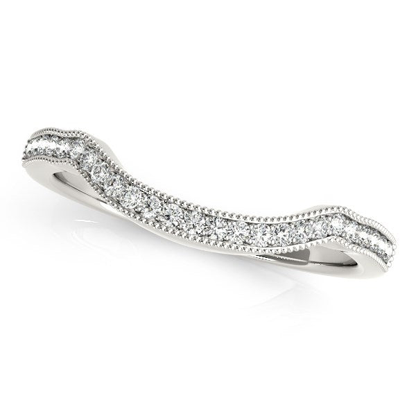 Bague de mariage en diamant pavé courbé en or blanc 14k