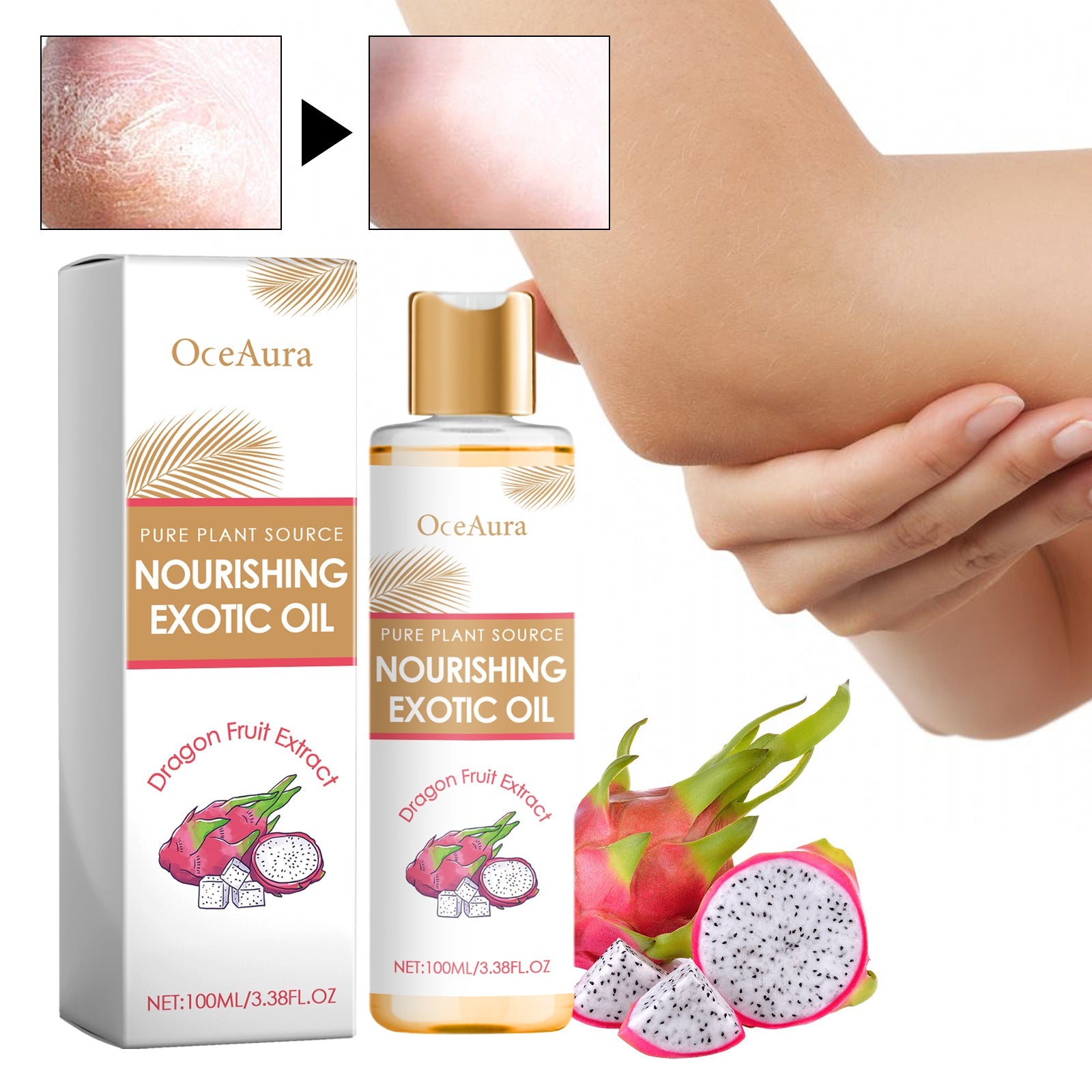 Oceaura Exotic Nourishing Body Oil, Base Oil Fractionated Coconut Oil Body Care Moisturizing Essential Oil - Korvel