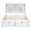 Full Size Platform Bed with Storage Headboard and 2 Drawers, White - Korvel