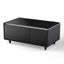 Modern Smart Coffee Table with Built-in Fridge, Bluetooth Speaker, Wireless Charging, Touch Control Panel, USB Interface Black - Korvel
