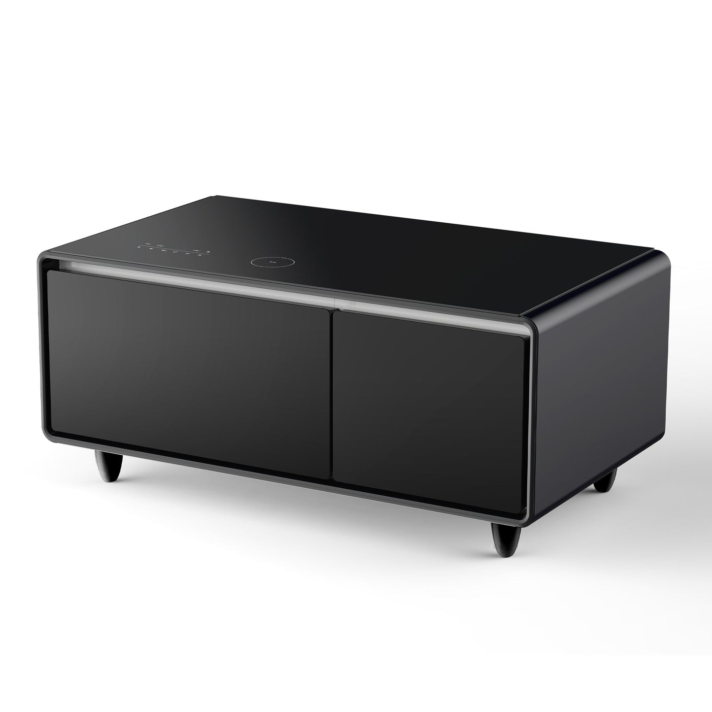 Modern Smart Coffee Table with Built-in Fridge, Bluetooth Speaker, Wireless Charging, Touch Control Panel, USB Interface Black - Korvel