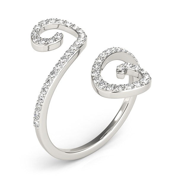 14k White Gold Diamond Open Flourish Style Engagement Ring