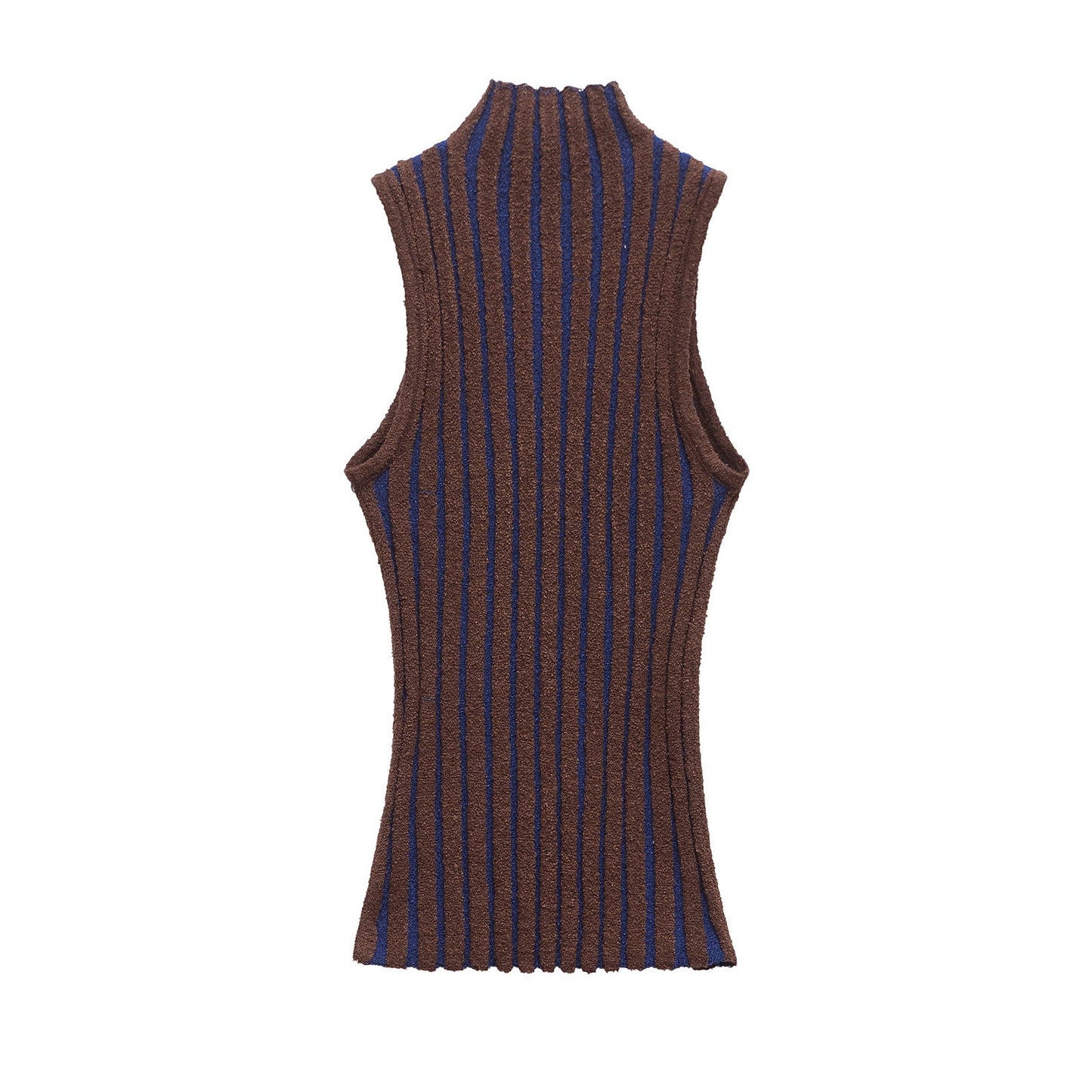 Half high neck sleeveless slim knit sweater for women - Korvel