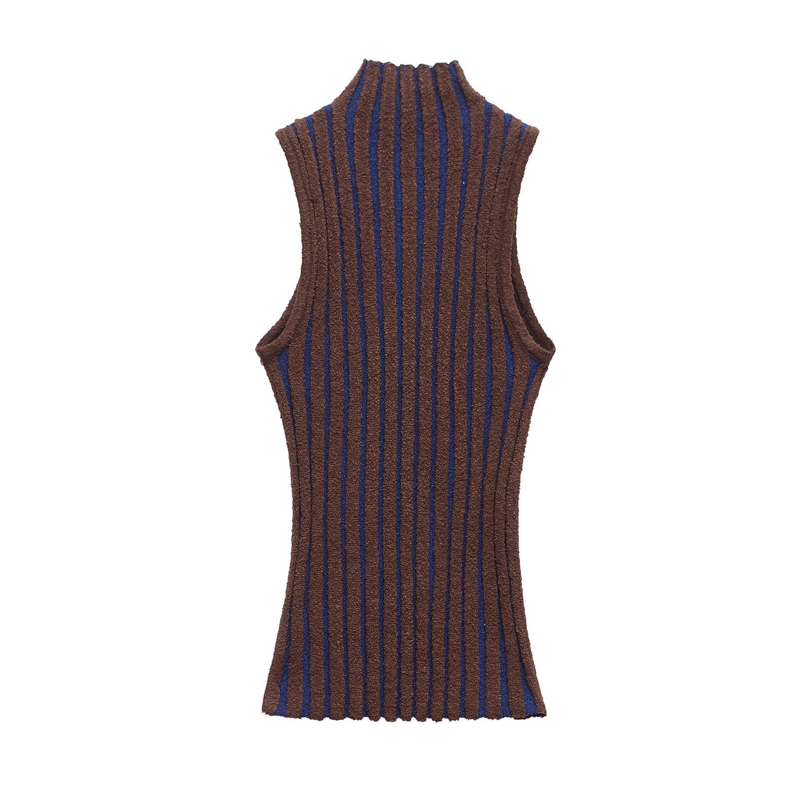 Half high neck sleeveless slim knit sweater for women - Korvel