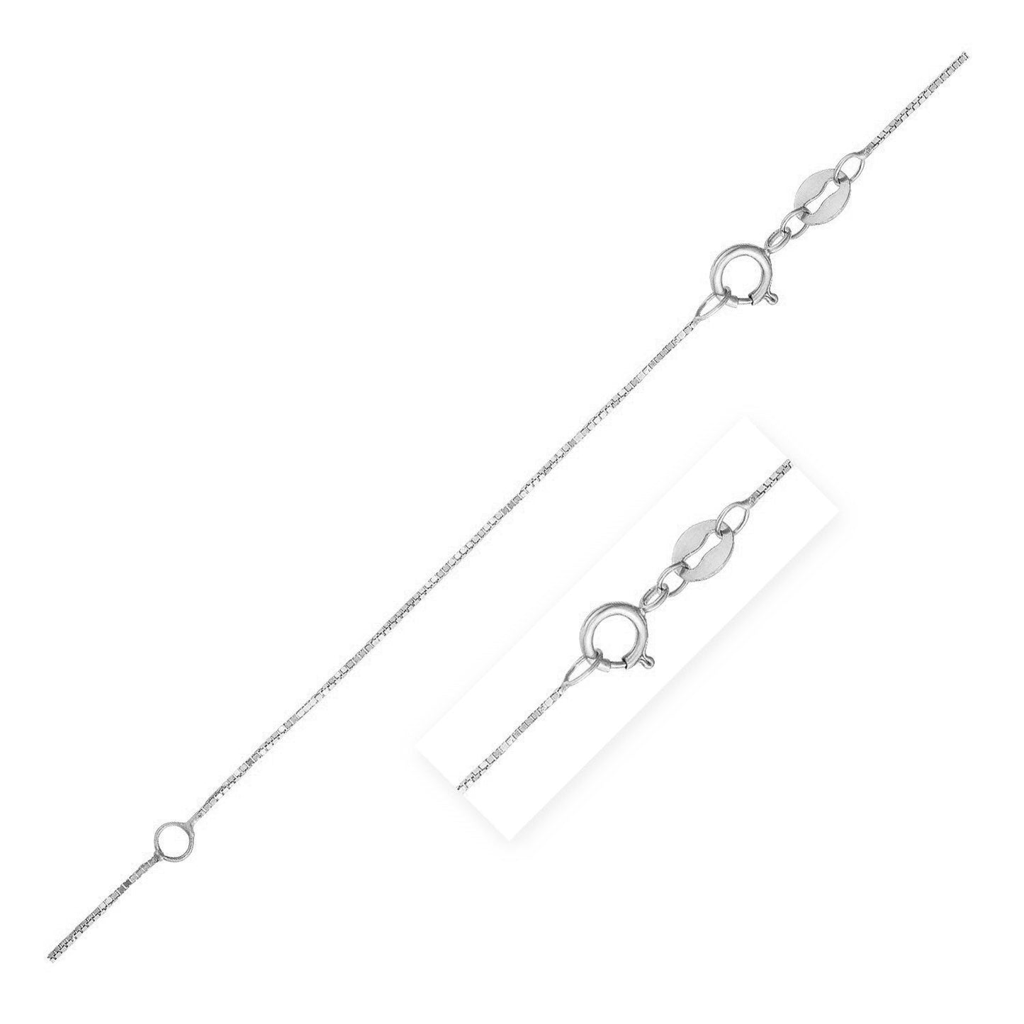14k White Gold Double Extendable Box Chain Necklace
