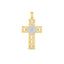 Colgante de Cruz Cortada de Diamante de Oro de Dos Tonos de 14k