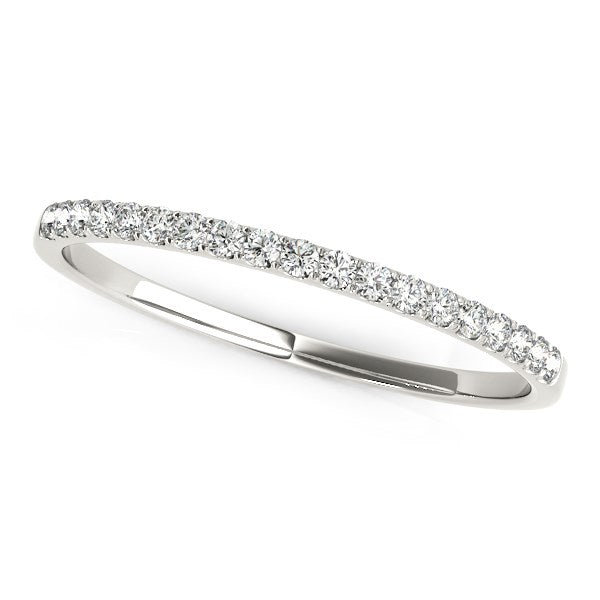 14k White Gold Pave Set Round Diamond Wedding Ring