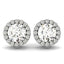 14k White Gold Halo Diamond Earrings with Four Prongs