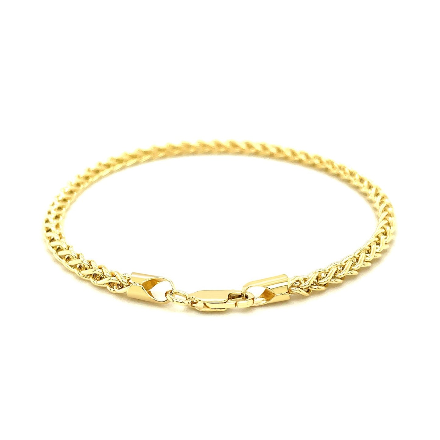 14k Yellow Gold Lightweight Wheat Bracelet - 3.3mm