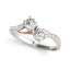 Bague en diamant à deux pierres en or blanc et rose 14k