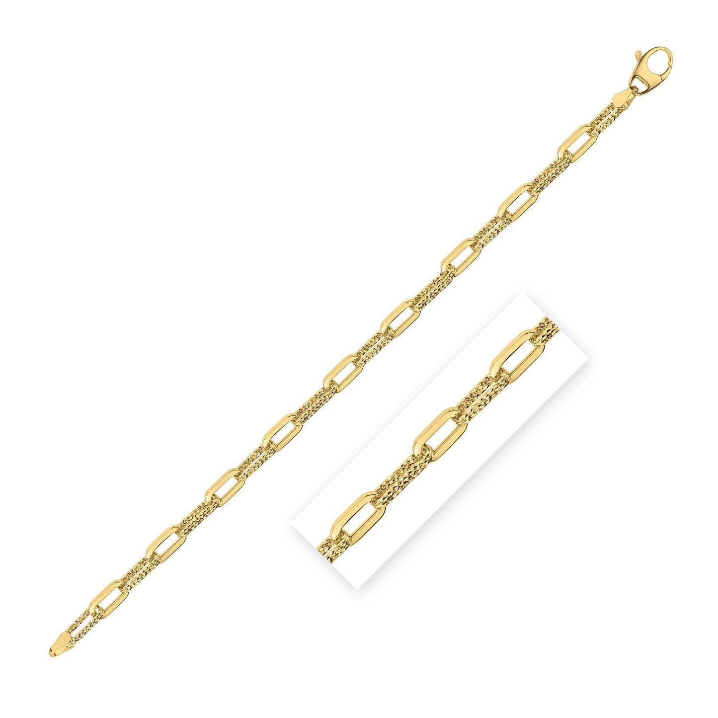 Bracelet en chaîne en papier clip en diamants en or jaune 14k