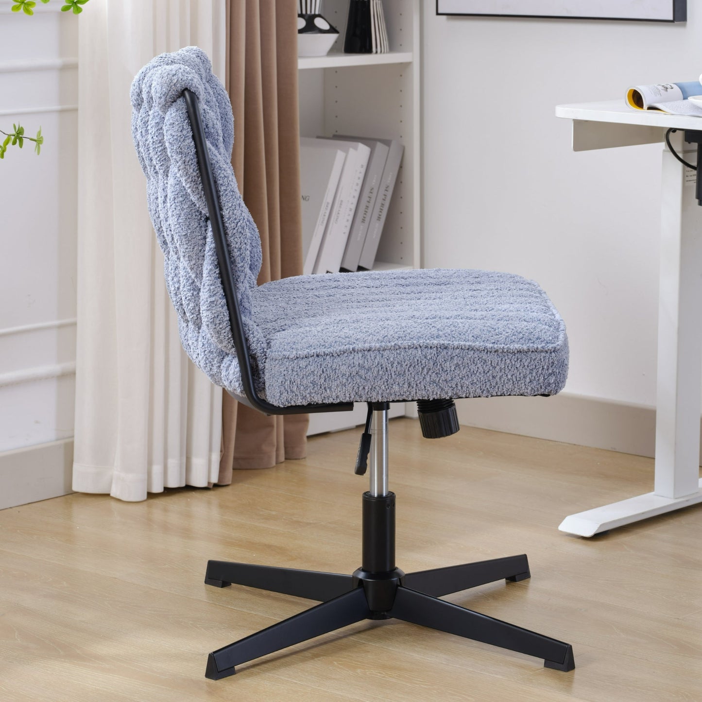 Armless Office Desk Chair No Wheels BLUE - Korvel