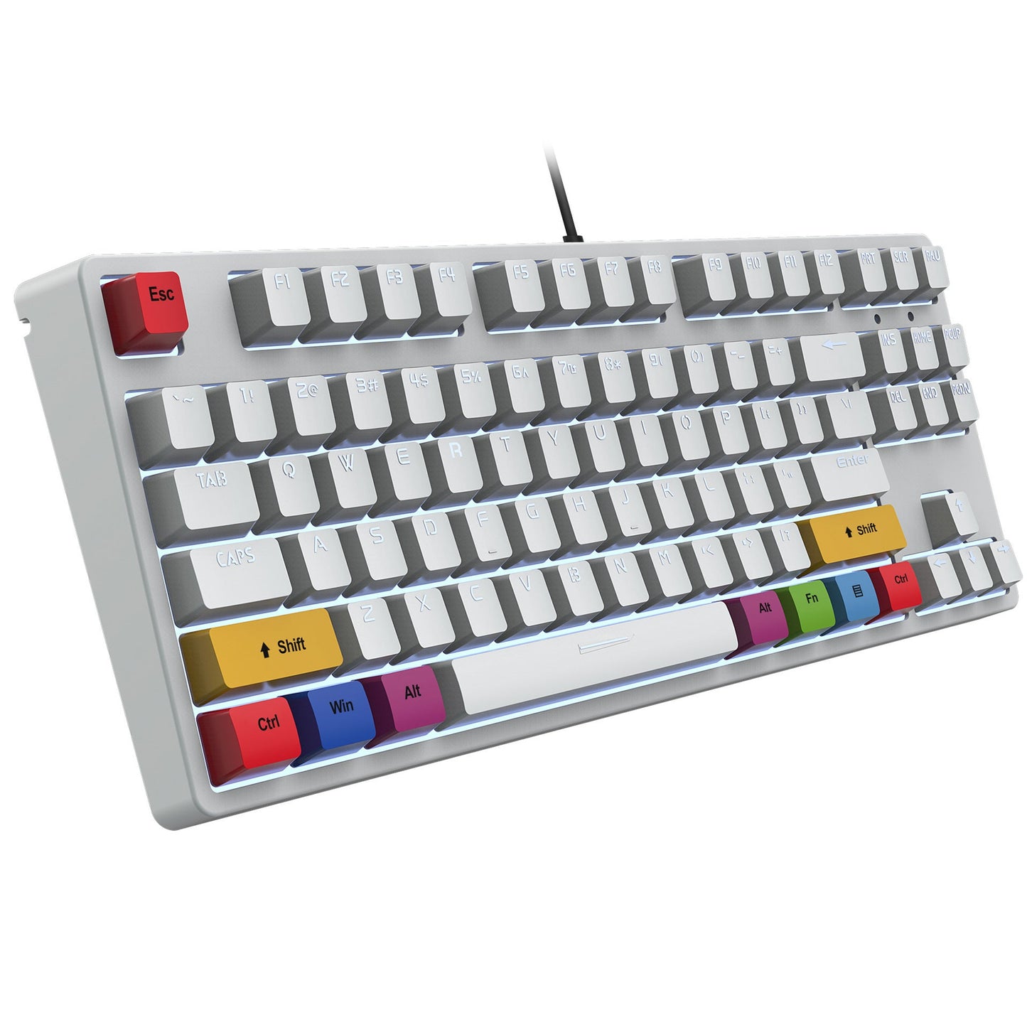 87 key wired mechanical gaming keyboard with red axis for esports and office use, with over 20 types of white light insertable shafts - Korvel