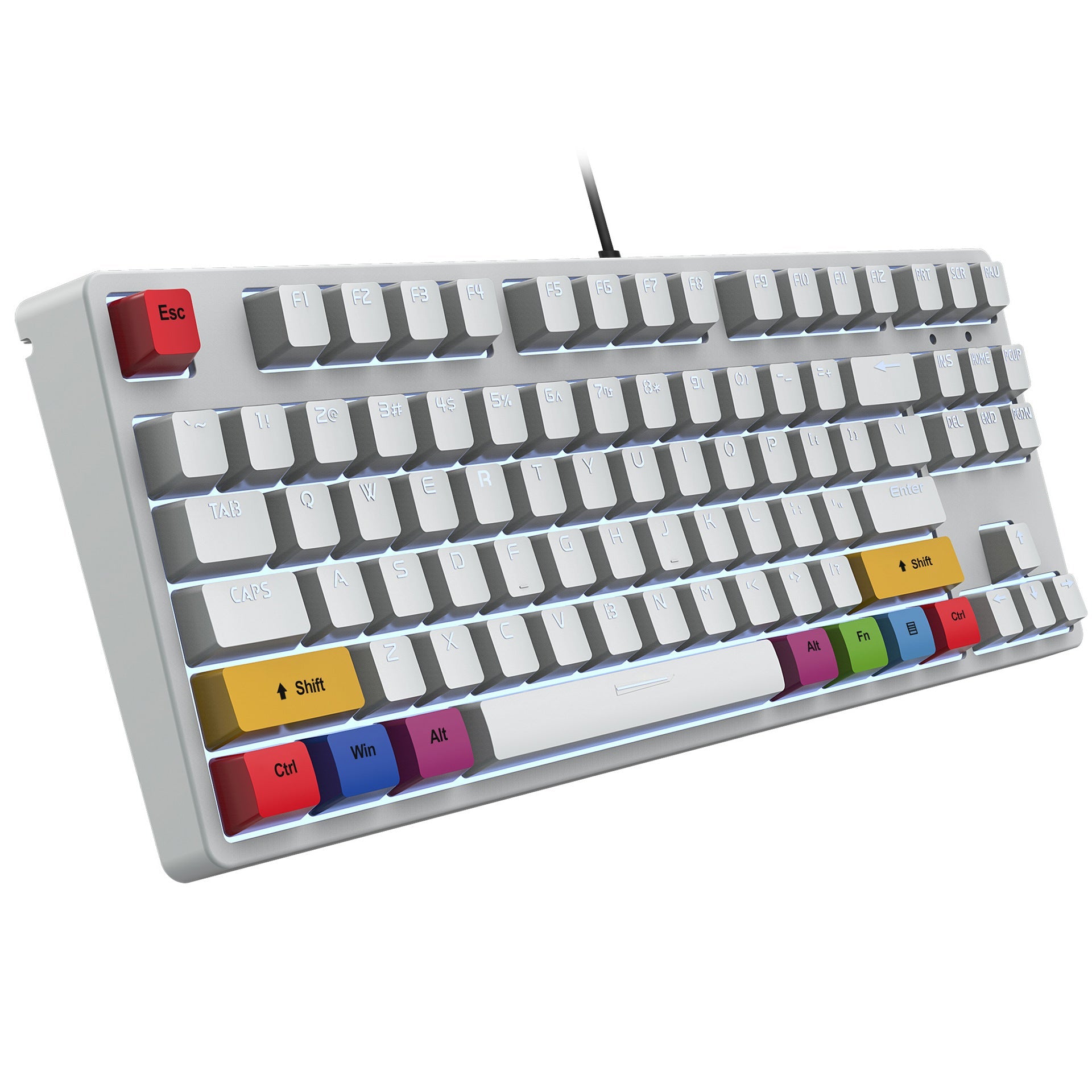 87 key wired mechanical gaming keyboard with red axis for esports and office use, with over 20 types of white light insertable shafts - Korvel