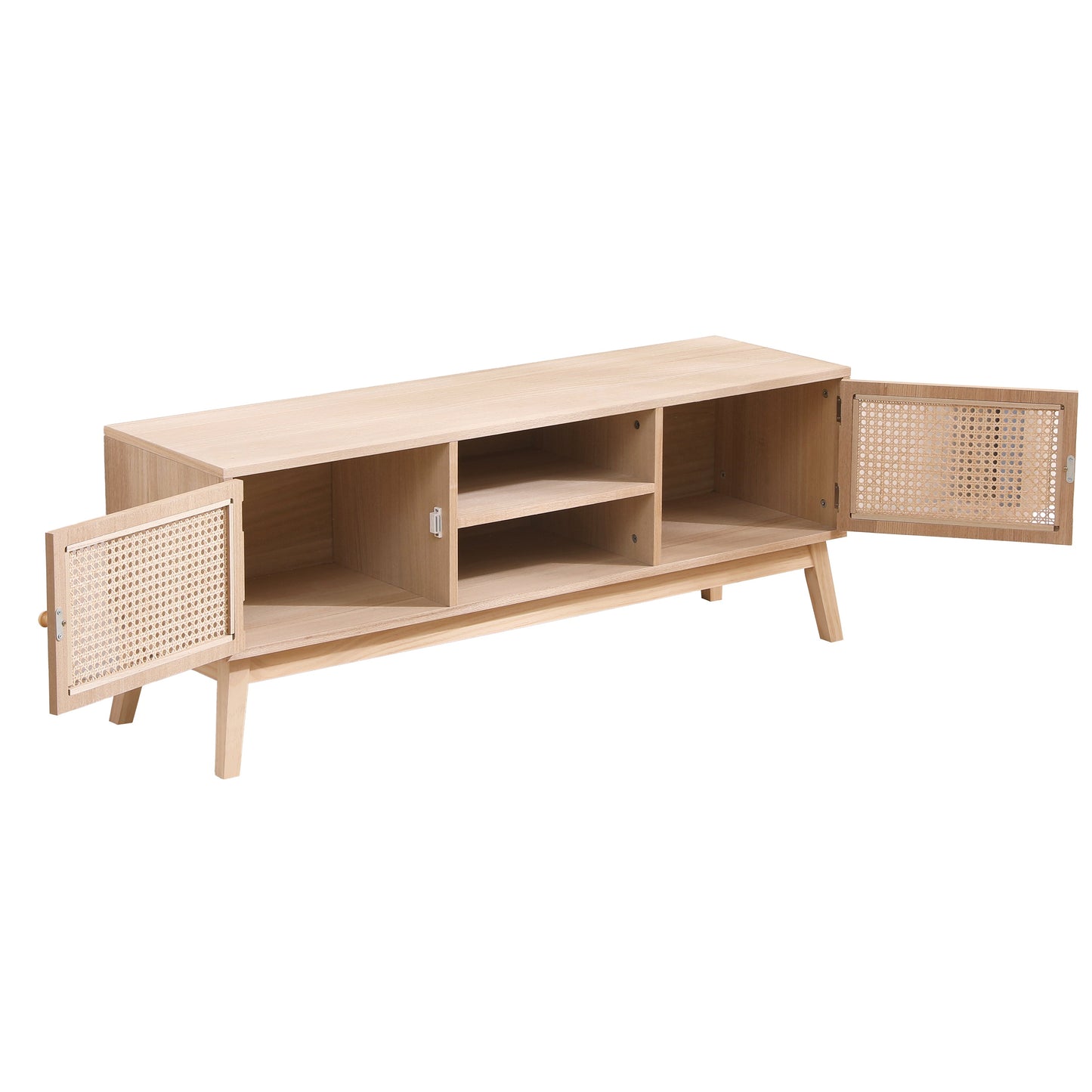 Support de télévision Boho SUPERJARE pour TV de 55 pouces avec étagère réglable