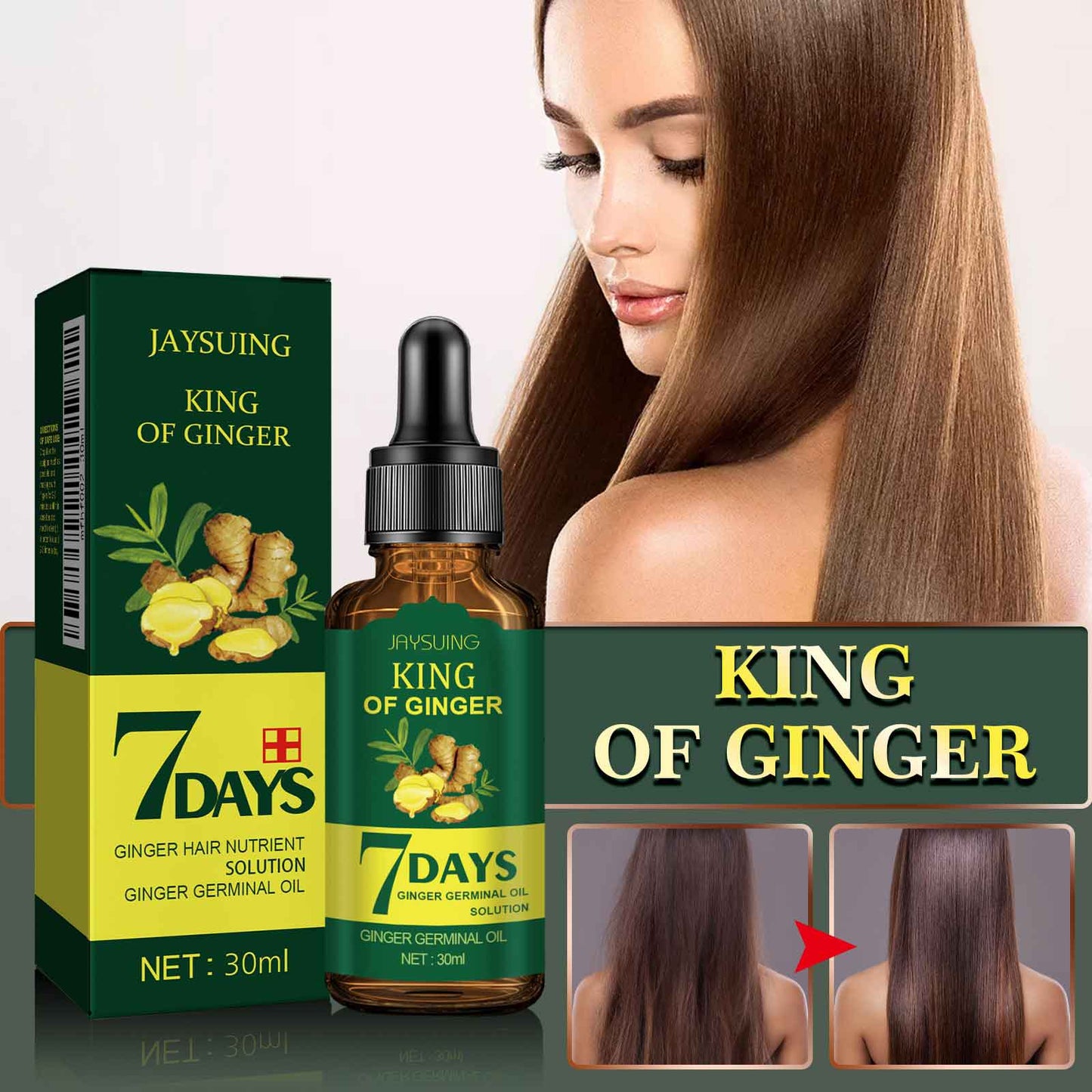 Ginger Hair Care Essential Oil Refreshing And Nourishing Scalp Follicles And Strengthening Hair Nutrition Solution - Korvel