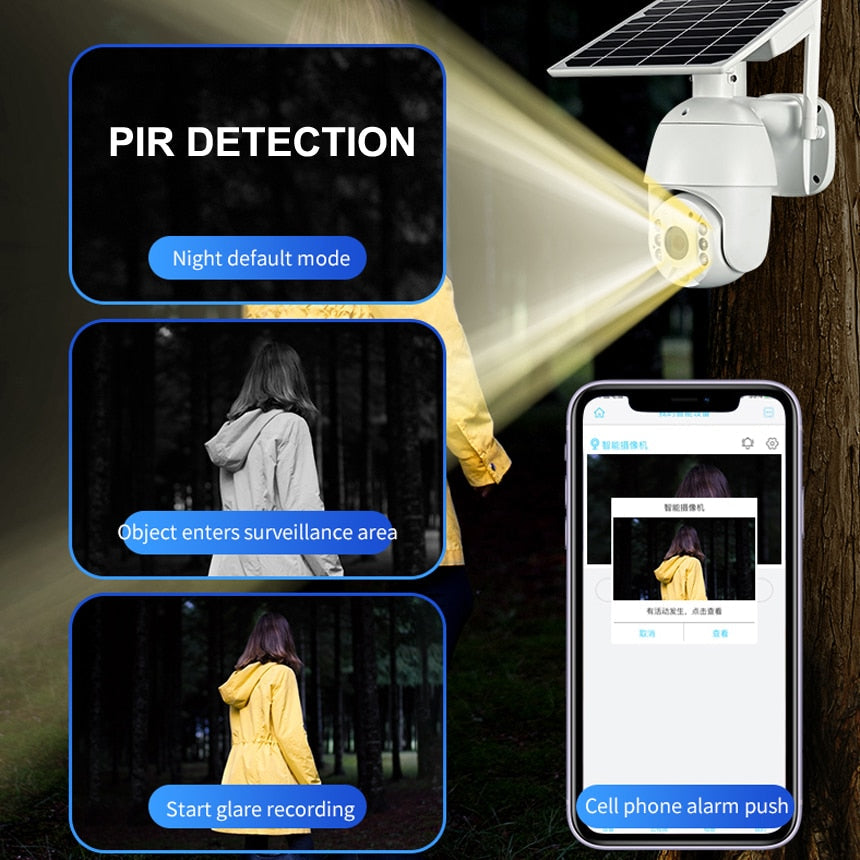 Brand 4G SIM Card WIFI Solar Battery PTZ Camera 1080P Outdoor Waterproof  PIR Alarm Motion Detection P2P CCTV Camera - Korvel