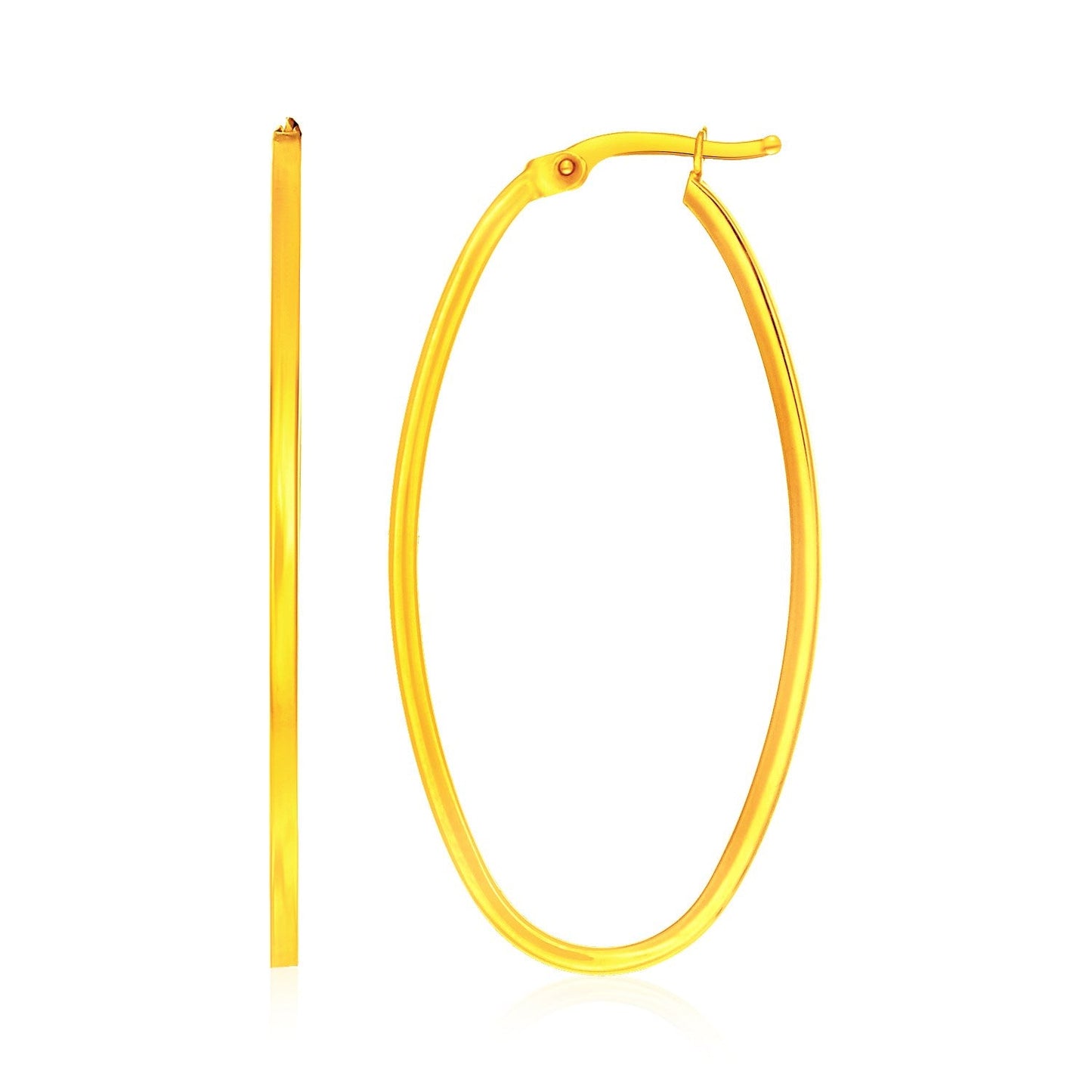 14k Yellow Gold Slim Oval Hoop Earrings