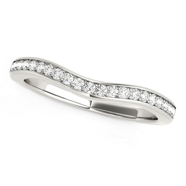 Bague de mariage en diamant courbée en or blanc 14 carats (1/6 cttw)