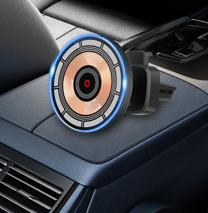 Chargeur de voiture magnétique rapide 15W avec support pour téléphone et support magnétique