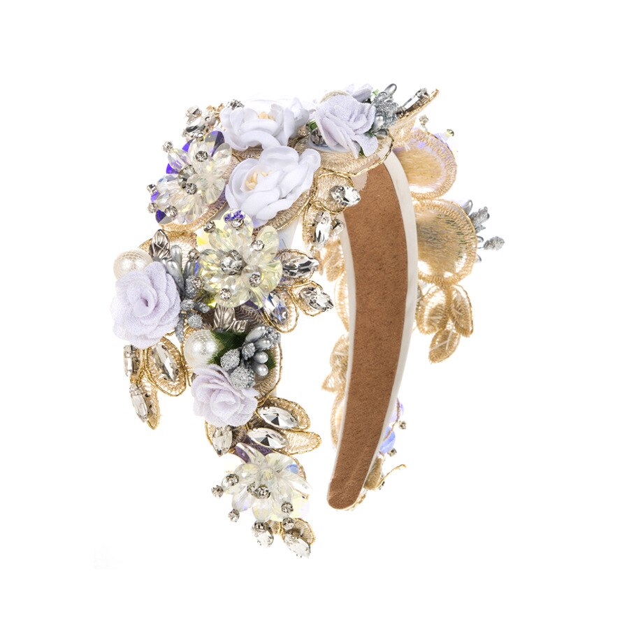 Luxury Baroque Rhinestone Pearl Flower Headband Fashion Hair Accessories For Women Trendy Party Hairband Hair Band Girl Headwear - Korvel